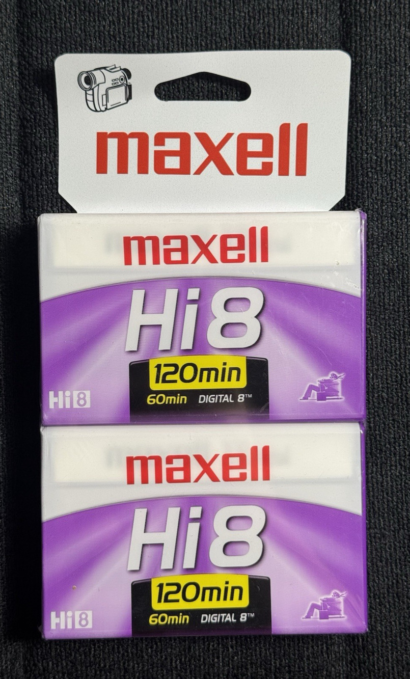 NEW 2-pack Maxell P6-120 Hi 8 Digital 8 120 min Video Tape Camcorder Cassettes